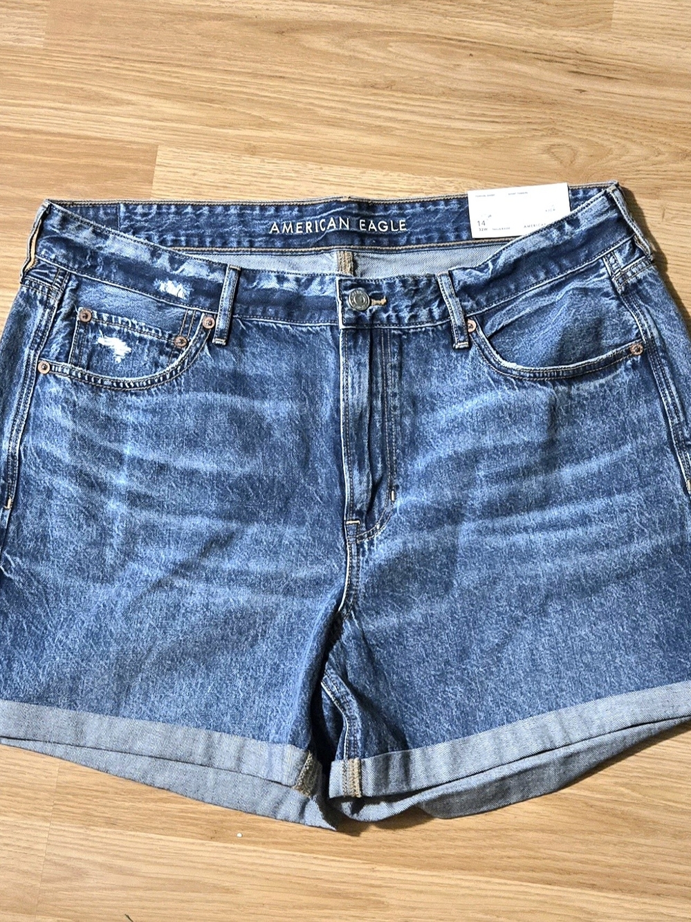 American Eagle Outfitters Medium Blue Rolled-Hem Jean Shorts